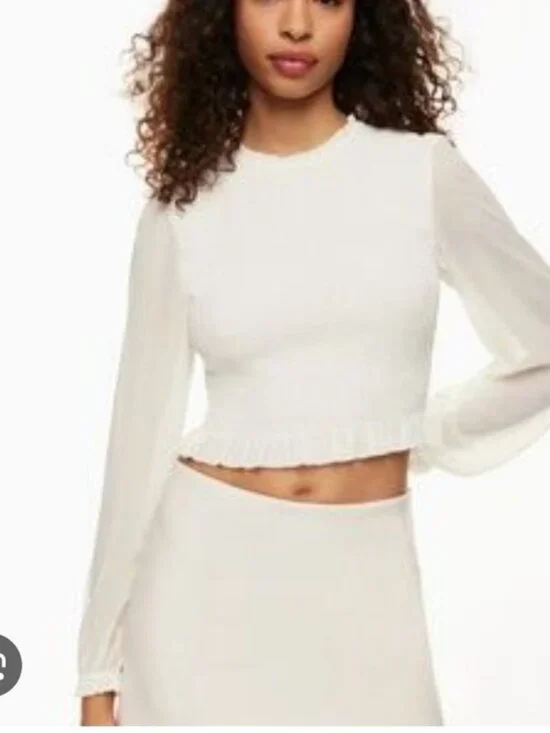 ARITZIA | Wilfred Tempest Blouse smocked Floral Cropped Sz L - Picture 2 of 6